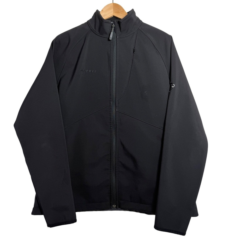Mammut Softshell Jacket Women 2XL Black Full Zip Windproof Hiking 1010-12630